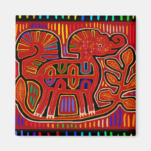 Kuna Indian Baby Elephant - Mola Folk Art Magnet