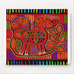Kuna Indian Baby Elephant - Mola Folk Art Mouse Pad