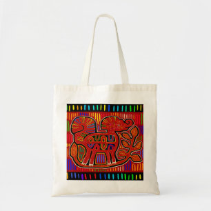 Kuna Indian Baby Elephant - Mola Folk Art Tote Bag
