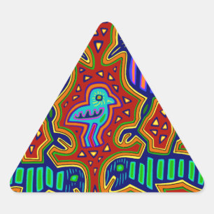 Kuna Indian Birds with Fish Triangle Sticker