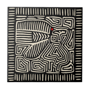 Kuna Indian Black Bird Tile