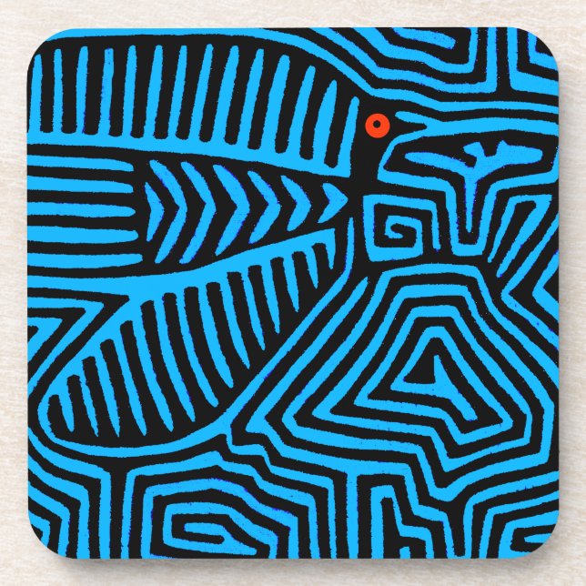 Kuna Indian Blue Bird Coaster (Front)