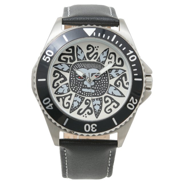 Kuna Indian Del Sol Leather Wrist Watch (Front)