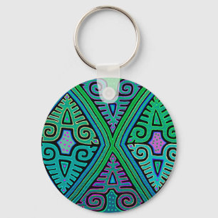 Kuna Indian Diamond Mola Key Ring