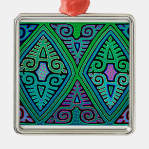 Kuna Indian Diamond Mola Metal Ornament
