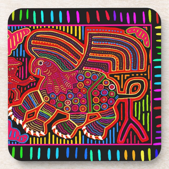 Kuna Indian Friendly Dragon Mola Coaster (Front)