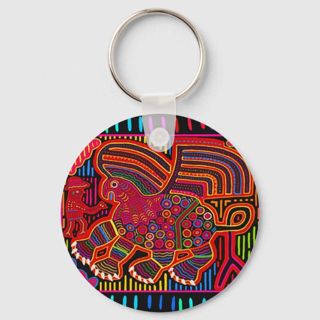 Kuna Indian Friendly Dragon Mola Key Ring (Front)