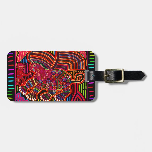 Kuna Indian Friendly Dragon Mola Luggage Tag (Front Horizontal)