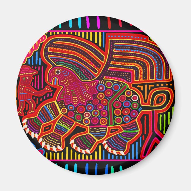 Kuna Indian Friendly Dragon Mola Magnet (Front)