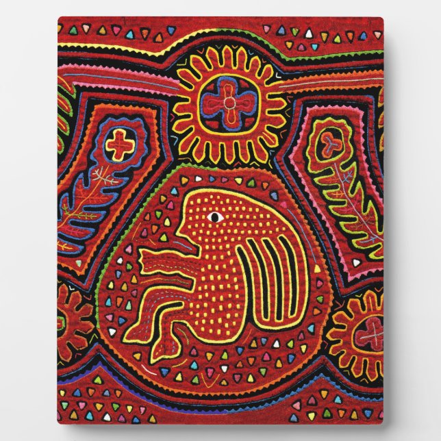 Kuna Indian Girl on a Bicycle Plaque (Front)