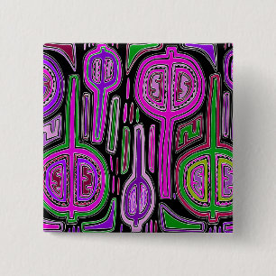 Kuna Indian Gourd Maracas - Violet Green 15 Cm Square Badge