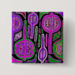 Kuna Indian Gourd Maracas - Violet Green 15 Cm Square Badge