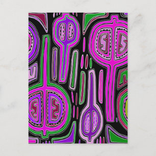 Kuna Indian Gourd Maracas - Violet Green Postcard