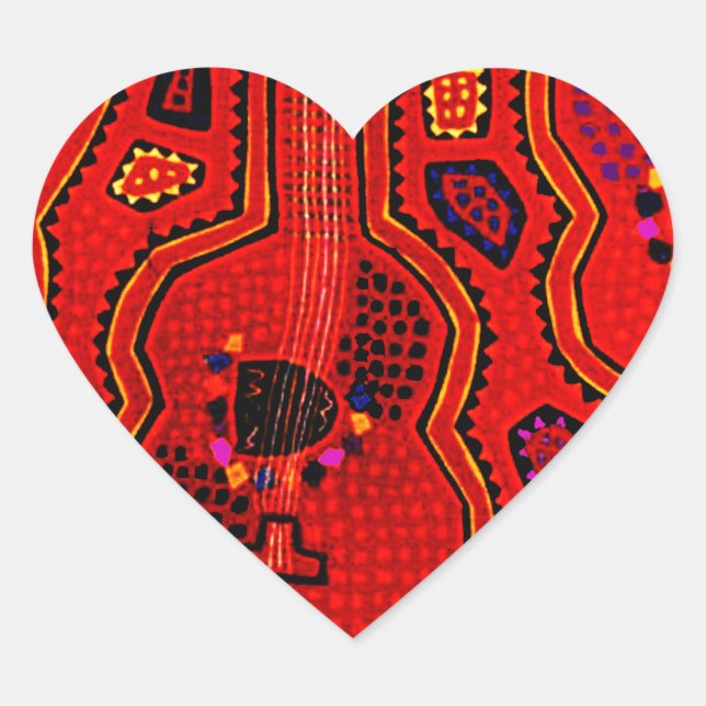 Kuna Indian Guitars Heart Sticker (Front)