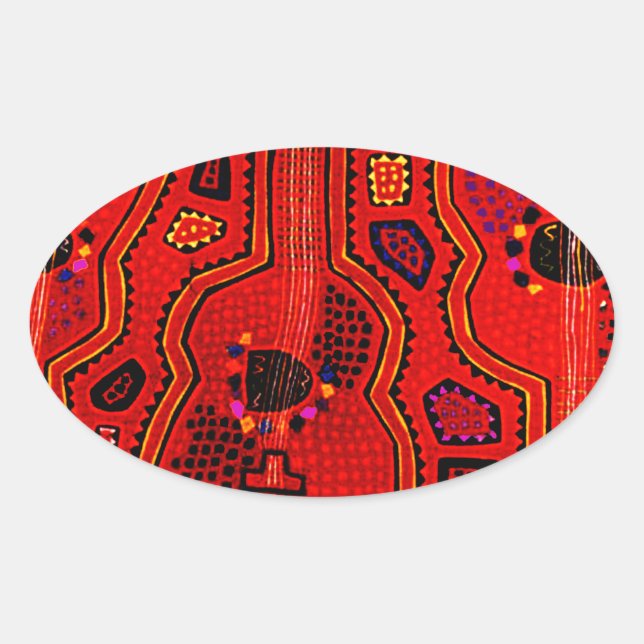 Kuna Indian Guitars Oval Sticker (Front)
