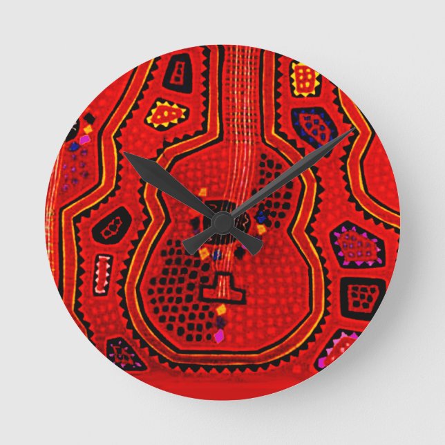Kuna Indian Guitars Round Clock (Front)