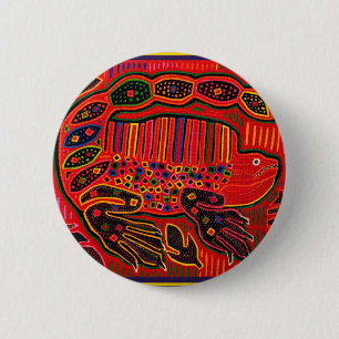 Kuna Indian Iguana Mola 6 Cm Round Badge