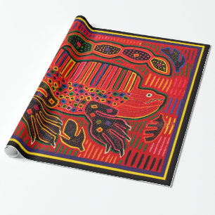 Kuna Indian Iguana Mola Wrapping Paper