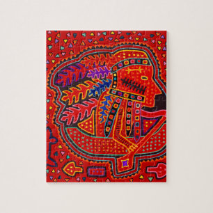 Kuna Indian Man in Canoe Jigsaw Puzzle