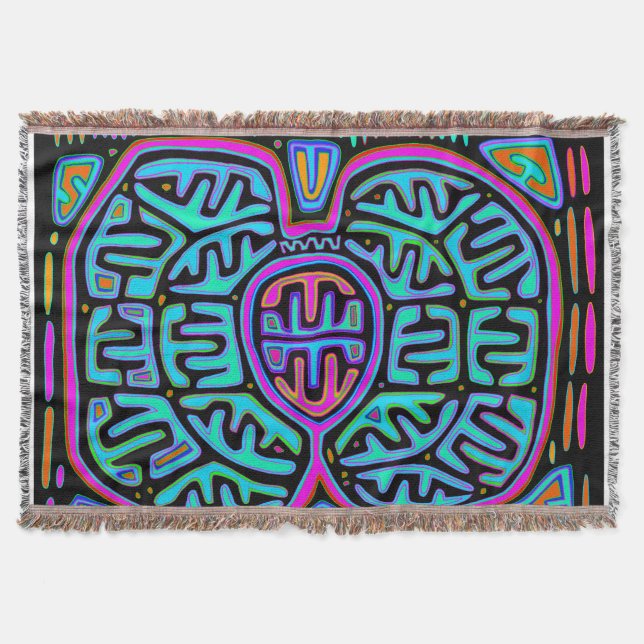 Kuna Indian Mariposa Throw Blanket (Front)