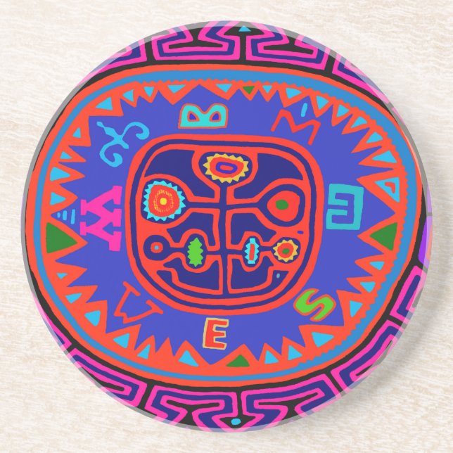 Kuna Indian Mola Compass Coaster (Front)