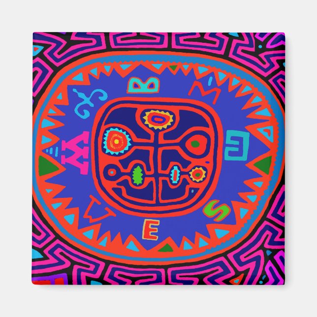 Kuna Indian Mola Compass Magnet (Front)