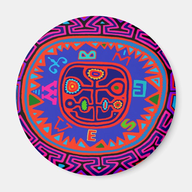 Kuna Indian Mola Compass Magnet (Front)