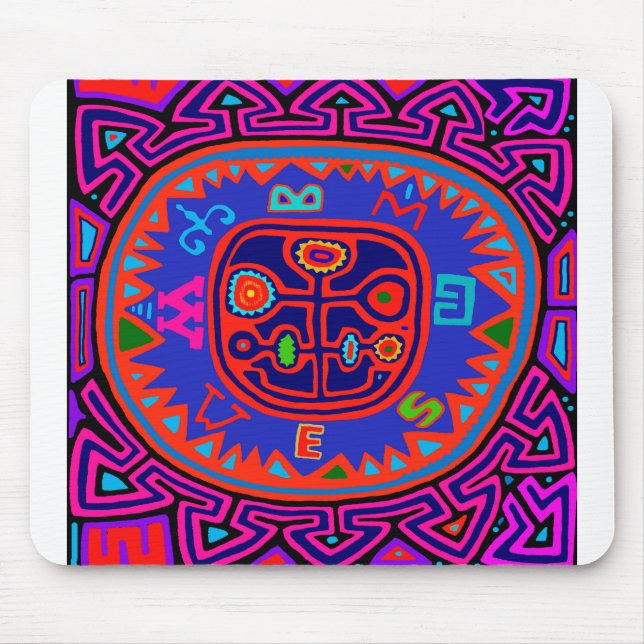 Kuna Indian Mola Compass Mouse Pad (Front)