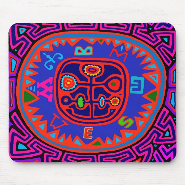 Kuna Indian Mola Compass Mouse Pad (Front)
