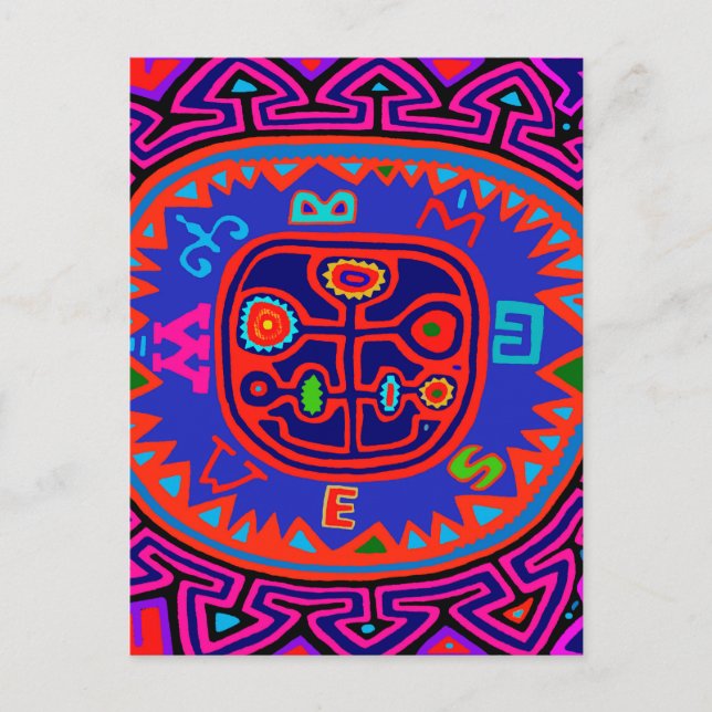 Kuna Indian Mola Compass Postcard (Front)