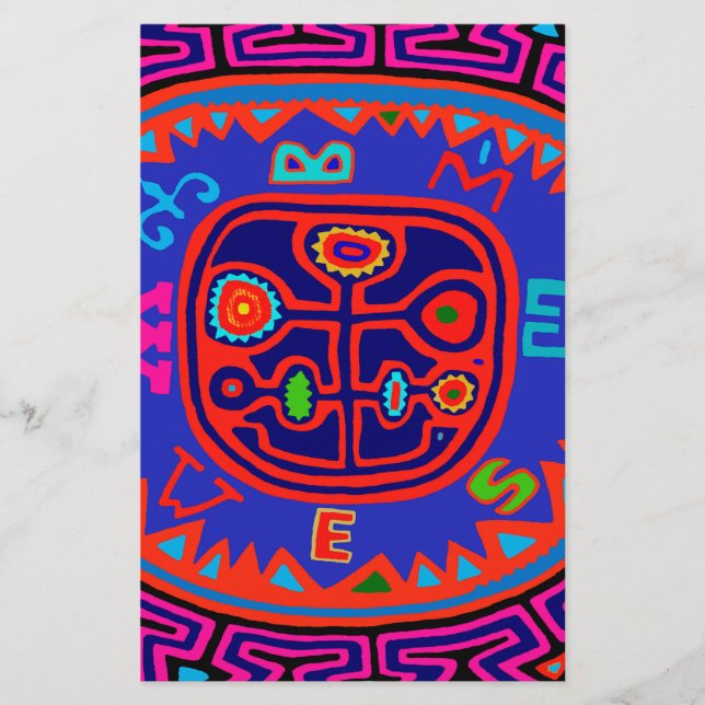 Kuna Indian Mola Compass Stationery (Front)