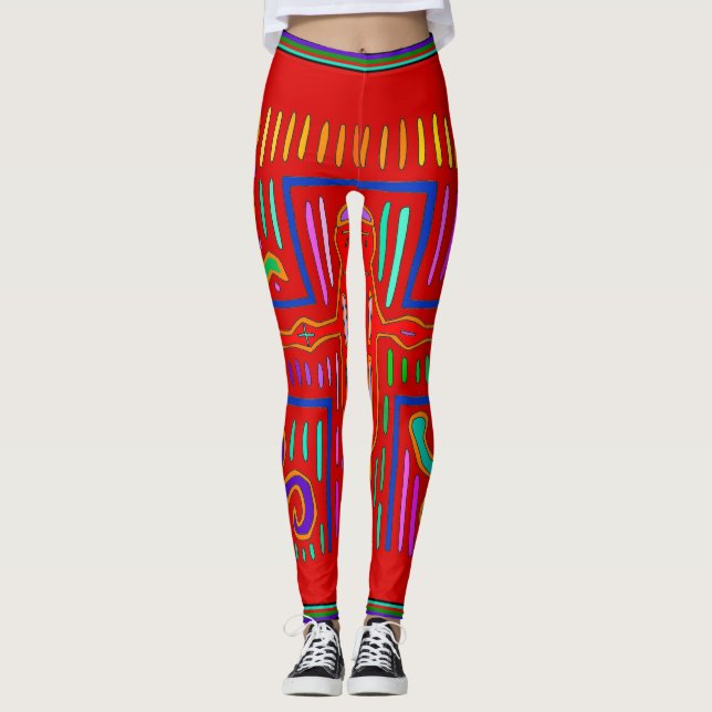 Kuna Indian Mola Cross Leggings (Front)