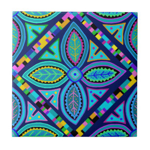 Kuna Indian Mola Flower Tile