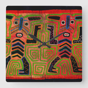 Kuna Indian Mola Inspired Design Wall Clock