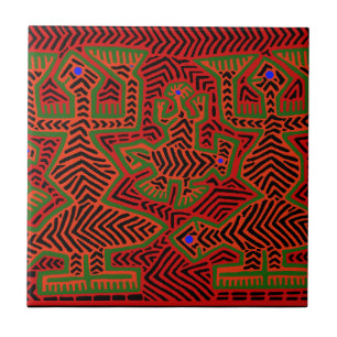 Kuna Indian Mola Spirits Ceramic Tile