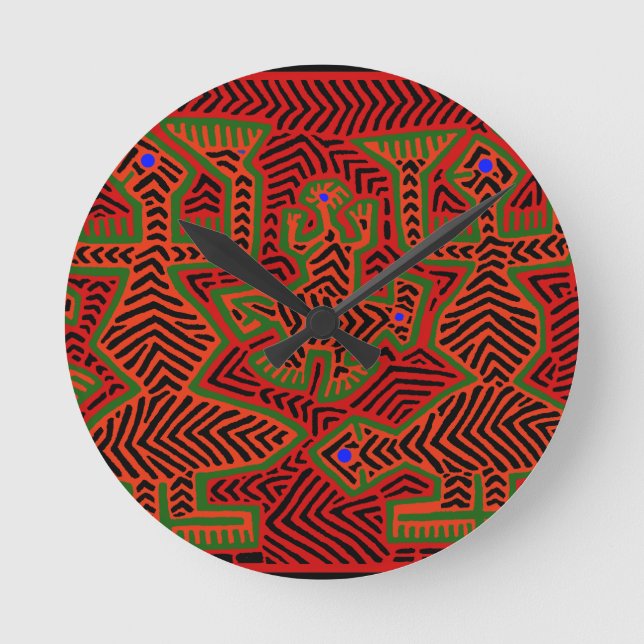Kuna Indian Mola Spirits Round Clock (Front)