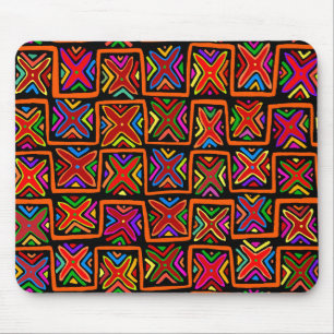 Kuna Indian Mola Tribal Checks - Red Mouse Pad