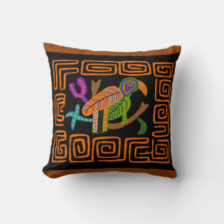 Kuna Indian Mola Tropical Parrot Cushion