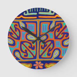 Kuna Indian Music Box - San Blas Mola Round Clock