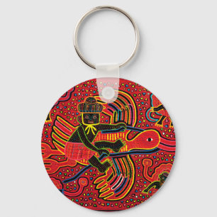 Kuna Indian Stork Bringing Baby Design Key Ring