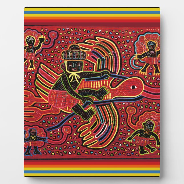 Kuna Indian Stork Bringing Baby Design Plaque (Front)