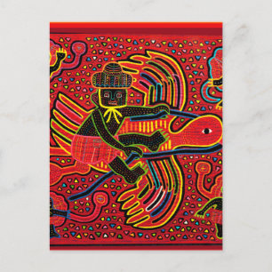 Kuna Indian Stork Bringing Baby Design Postcard