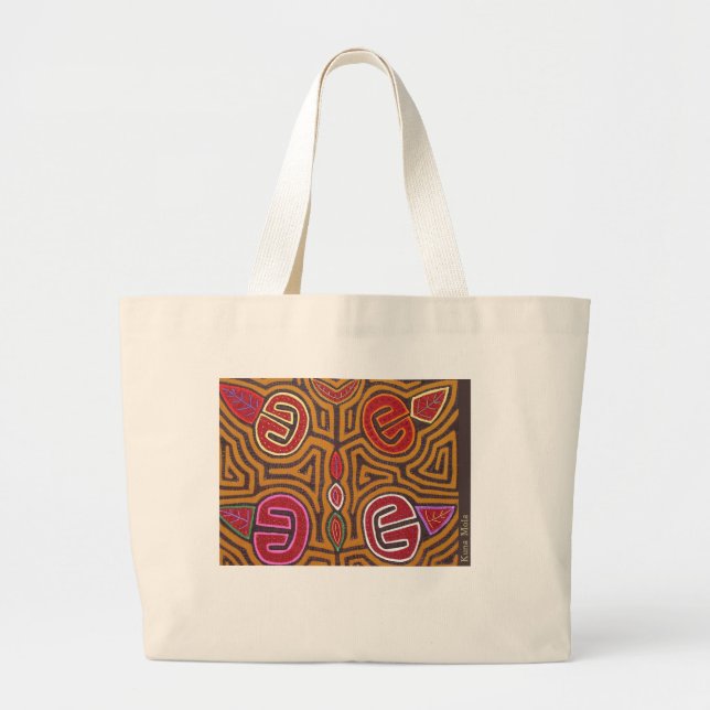 Kuna Mola- Pomegranate Large Tote Bag (Front)