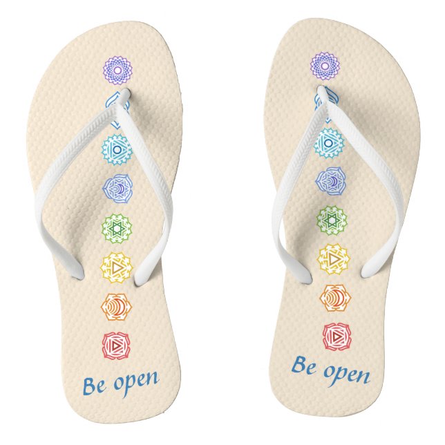 Kundalini Yoga Chakras Be Open  Thongs (Footbed)