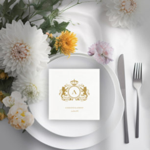 Kundenspezifisch Logo Monogramm Wappen Löwen Napkin