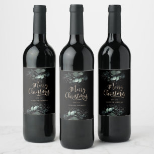 Kundenspezifisch Merry Christmas Greenery Wine Label