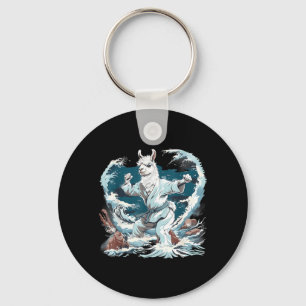 Kung Fu Alpaca Waves Judo Jiu-Jitsu Martial Arts Key Ring