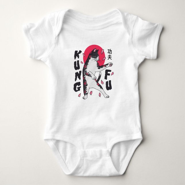 Kung Fu Cat Baby Bodysuit (Front)