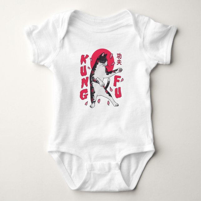 Kung Fu Cat Baby Bodysuit (Front)