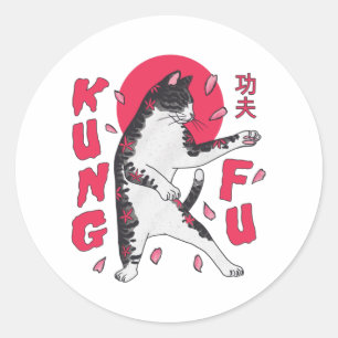 Kung Fu Cat Classic Round Sticker